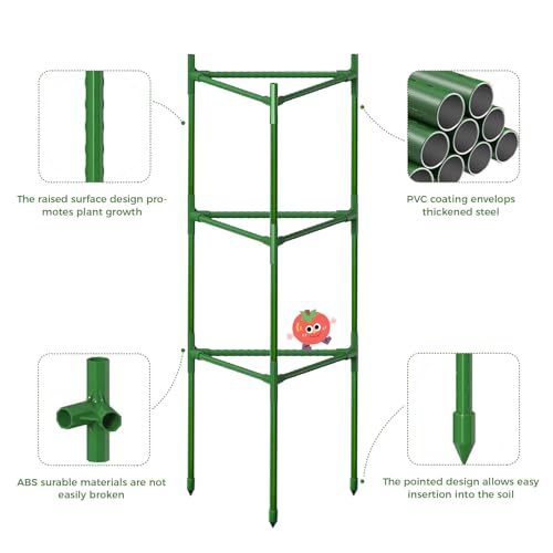 4 Pack Extra Wide Tomato Cages for Garden Up to 47.2'',Tall Metal Plant Supports for Raised Garden Bed, Foldable & Sturdy Steel Stake Cages for Tomato, Eggplant,Pepper, Pea﻿ (4 Pack) - size: 4 Pack