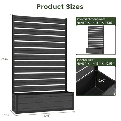 Plastic Raised Garden Bed with Trellis, 73.8"x46"x14" Planter Box for Climbing Plants, Vegetables & Vines,(Black-Louver) - size: 1 PCS 46" L x 14" W x 73.8" H