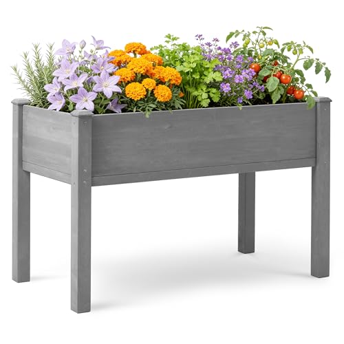 Raised Garden Bed with Legs, 48×24×30 Cedar Wood Elevated Planter Box - size: 48x24x30in (1 Unit)