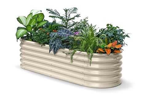 6x2x1.5 ft Galvanized Raised Garden Bed, 18" Tall Metal Planter Box - color: Beige, size: 6x2x1.5ft
