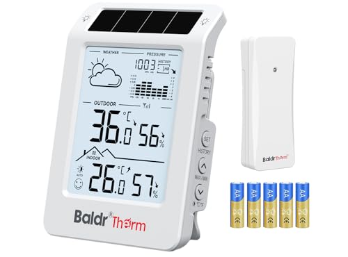 BaldrTherm Outdoor Indoor Thermometer Wireless Weather Station - color: White&White