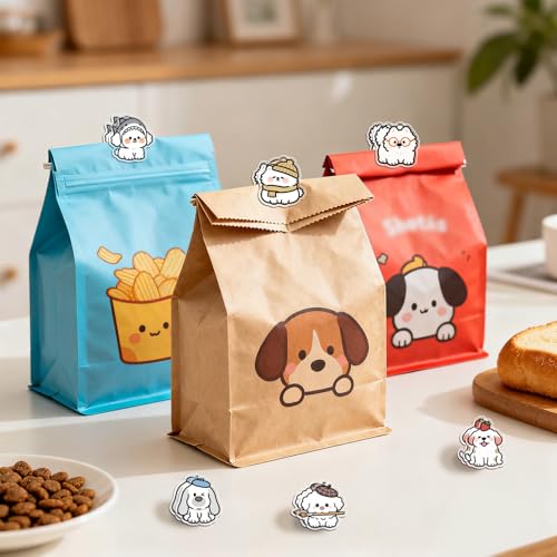 MAYJOYDIY 24Pcs 12 Styles Funny Dog Shaped Acrylic Chip Clips Little White Dog Bag Sealer Sealing Closures Cute Animal Bag Clips for Food Storage Airtight Seal Grip - color: Dog
