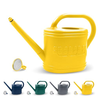 1 Gallon Watering Can, Plant Watering Can with Stainless Steel Shower Head - color: Yellow, size: 1 Gallon