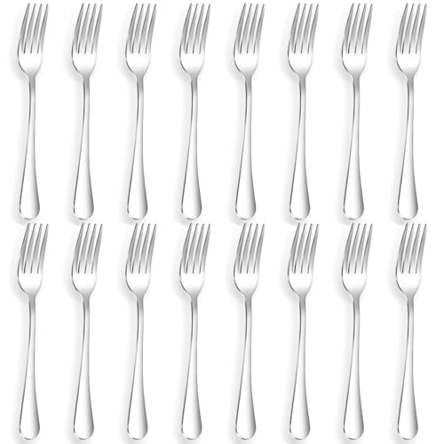 16 Piece Dinner Forks, 8 Inch, Top Food Grade Extra-Fine Stainless Steel Silverware Forks，Silverware Set, Dishwasher Safe （Silver) - size: 16-Piece Silver Fork Set