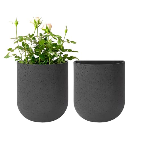 LA Jolie Muse Wall Planters for Indoor Plants, Hanging Flower Pots, 2 Pack - color: Concrete Gray