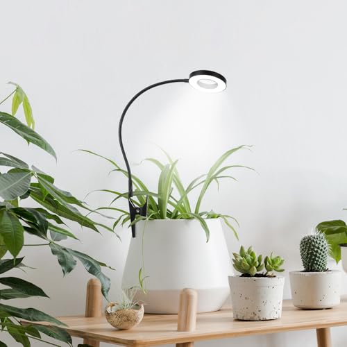 QWORK 3 Pack Ring Grow Lights for Indoor Plants, Full Spectrum LED with Timer