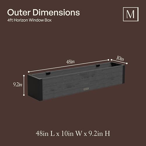 Mayne Vista 48in Rectangular Window Box Planter, Charcoal - size: 48in