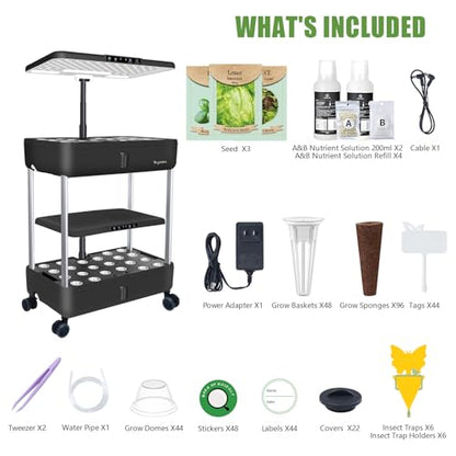 Large Hydroponics Growing System Kit,44-Pod with 3 Seed Packs - size: 2-Tier