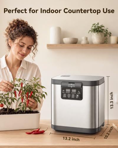 Growell Electric Composter for Kitchen, 4L Odorless Countertop Compost Bin - color: Silver