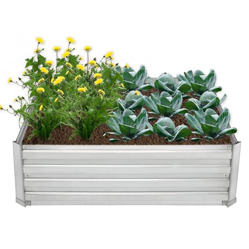 Raised Garden Bed,Galvanized Raised Beds for Gardening,3ft x 3ft Outdoor Metal Raised Bed Planter Boxes Kit for Vegetables,Flowers Herbs