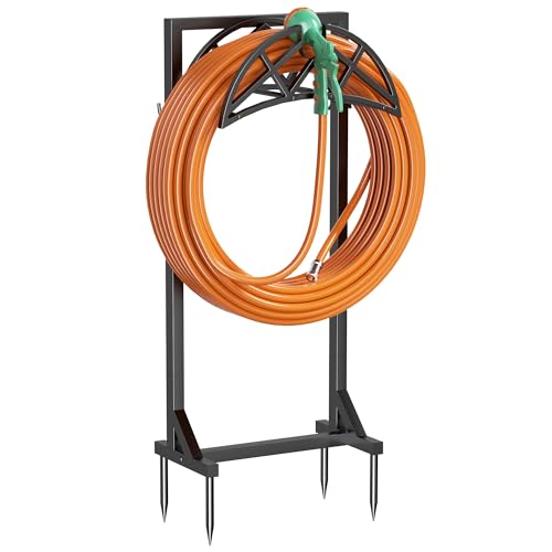 Garden Hose Reel, Heavy Duty Water Hose Holder for Outside - color: Matte Black
