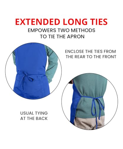 Utopia Kitchen Bib Aprons 2 Pack Adjustable With 2 Pockets - color: Blue