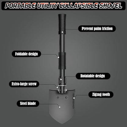 Folding Camping Shovel, 15.35" Lightweight High Carbon Steel Tool - color: Black, size: 15.35'' Small