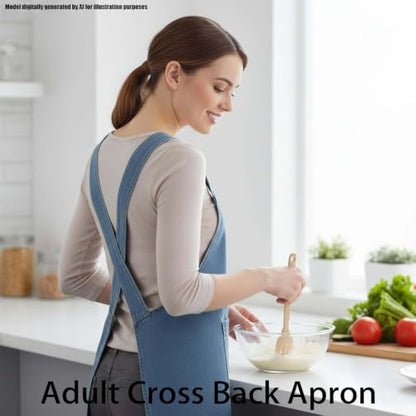 Adult Cross Back Apron, Stain Resistant Cotton Apron with Pockets ﻿ - color: D