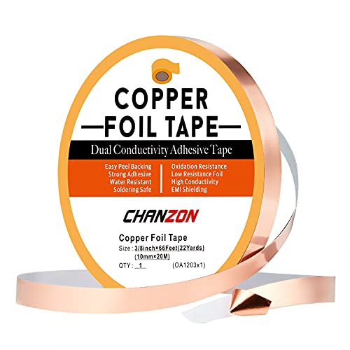 CHANZON Copper Foil Tape 10mm 3/8in x 66ft Double Sided Conductive Adhesive - size: 3) 3/8inch x 66ft