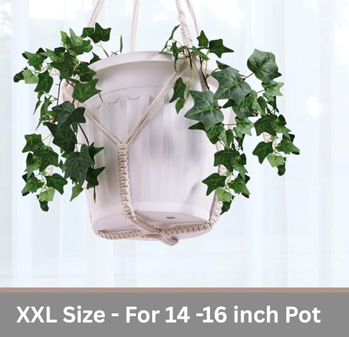 Giant XXL 55 Inches Macrame Planter Hanger Large for 15 inch Pot - color: Black