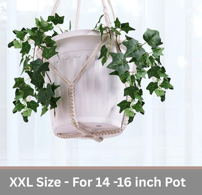 Giant XXL 55 Inches Macrame Planter Hanger Large for 15 inch Pot - color: Black