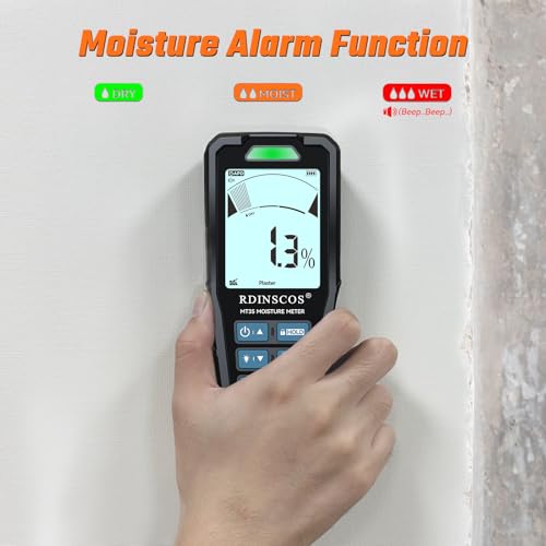 Pinless Moisture Meter for Drywall & Concrete, Black - color: Black