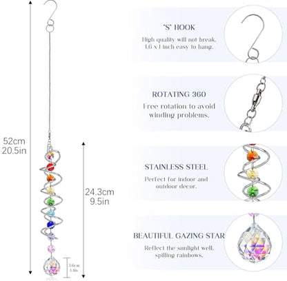 5 Pack Crystal Suncatcher Gazing Ball Spiral Wind Spinner Garden Decor - color: 5 Pack