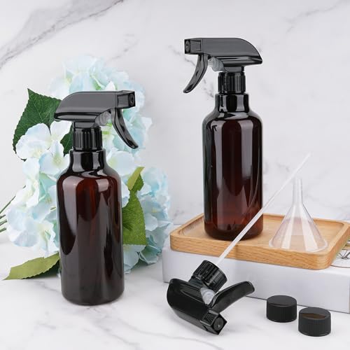 Plastic Spray Bottles 16.9oz/500ml 2 Pack, Amber - color: Amber