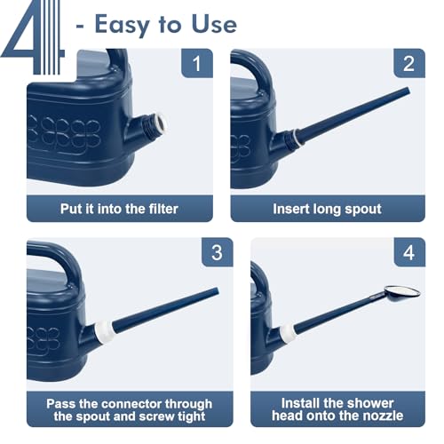 2 Gallon Watering Can, Outdoor Watering Can, Long Spout Large Water Can - color: Dark Blue, size: 2 Gallon