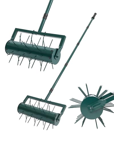 Rolling Lawn Aerator Tool with 39 Spike for Outdoor Lawn Yard Soil Garden