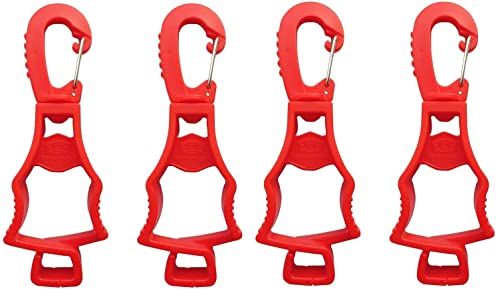 Seibertron Patented Glove Clips, Work Gloves Grabber Holder Clip to Pants, Hunters gear clips and hiking gear, Outdoor Accessories 4 Pieces Red - color: Red 4 Pieces