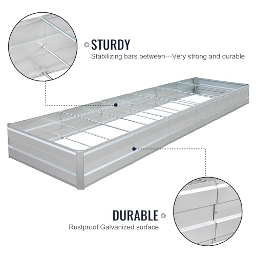 Galvanized Raised Garden Bed Kit, Metal Planter for Vegetables & Herbs, 16x3x1FT, Easy Assembly - size: 16x3x1FT