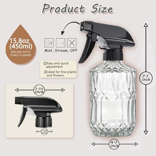 Clear Glass Handheld Spray Bottle, 2pack - color: Clear