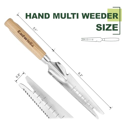 Hand Weeder Puller, 5-in-1 Garden Trowel with Solid Wooden Handle - size: Marked Weeding Trowel