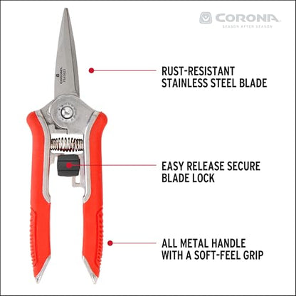 Corona Tools FS43623 Yard Essentials Mini Floral Snips, Red - size: Floral Snips