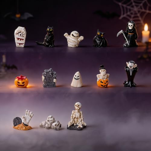 13PCS Halloween Mini Resin Figures, 13 Styles Halloween Figurines - color: Halloween Fixed-c