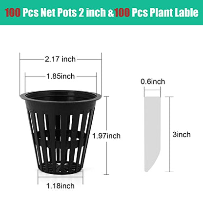 2 Inch Hydroponic Net Pots with Plant Labels 100-Pack - size: 2 inch 100 packs