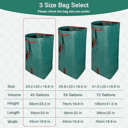 2‑Pack 40 Gallon Garden Leaf Bags, Reusable Dustpan Yard Waste Sacks
