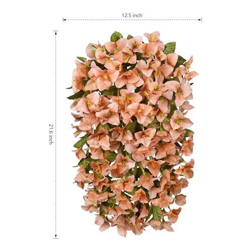 2 PCS Bougainvillea Artificial Hanging Flowers Plants for Outdoors, Brown - color: Brown