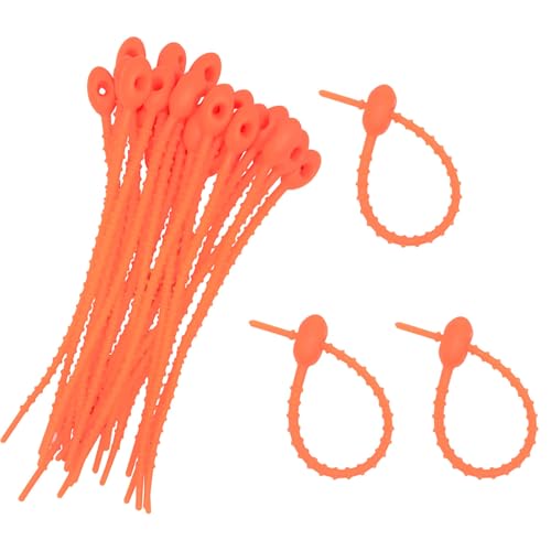 30pcs Silicone Self Locking Reusable Zip Ties for Fixing Bundling Organizing 4.7in Pastel Color Soft Cord Cable Strap Multi Purpose Twist Tie Clip for Garden Plant Home Kitchen Office (Dark Orange) - color: Dark Orange