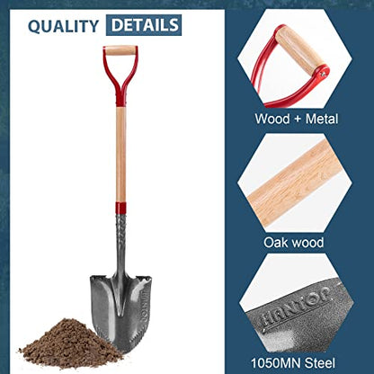 Sharp Sawtooth Blade Garden Shovel Round Digging Shovels Spade 43 in - style: Garden