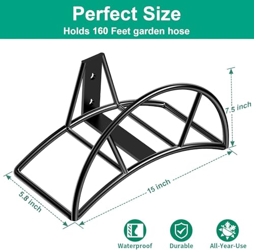 TomCare Garden Hose Holder Wall Mount, 160FT Large Capacity Hose Hanger - color: Black, size: XL
