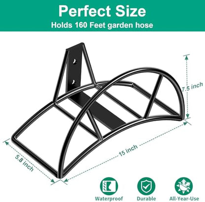 TomCare Garden Hose Holder Wall Mount, 160FT Large Capacity Hose Hanger - color: Black, size: XL