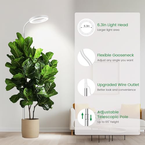 Garpsen Halo Grow Light, Full Spectrum with Gooseneck, 3 Pack - size: White-3Pack