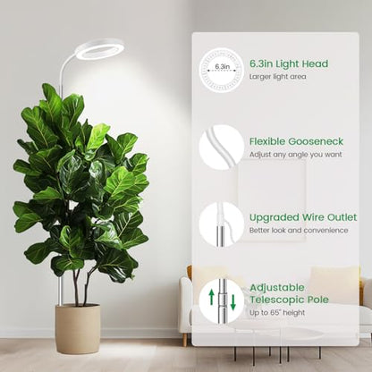 Garpsen 6000K Grow Light with Gooseneck, for Large Plants, 2Pack - size: White-2Pack