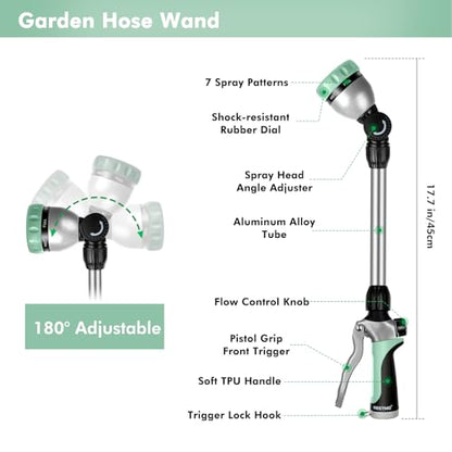 RESTMO Heavy Duty Metal Hose Wand, Watering Wand for Garden Hose - color: Cyan