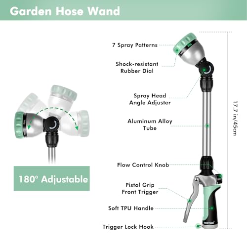 RESTMO Heavy Duty Metal Hose Wand, Watering Wand for Garden Hose - color: Cyan