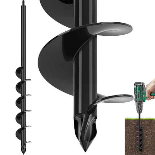 BeneLabel Upgraded Garden Auger Drill Bit for Planting 3'' X 32'' Black Auger Bit for Digging Holes for Planting Bulb Vegetable Flower | Fits 3/8" Hex Drive Cordless & Corded Drills - color: Black, size: 3" X 32"