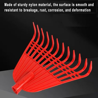 Markeny 2Pack Garden Leaf Rake Garden Rake Replacement,12 Plastic Tines Quick Clean Up of Lawn and Yard, Red