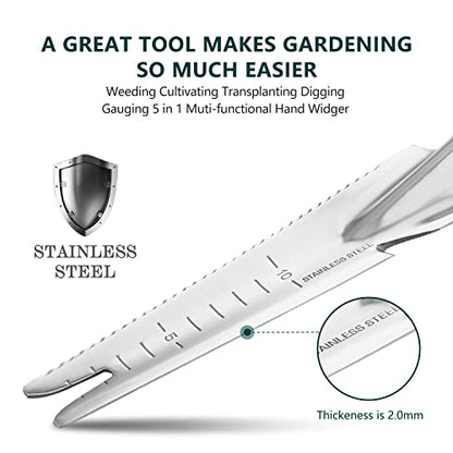 Garden Hand Weeding Trowel, 5-in-1 Stainless Steel Weeder Puller - size: 13.2'' Weeder Trowel