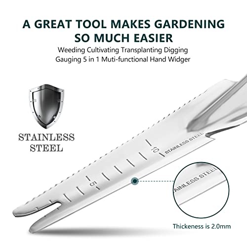 Garden Hand Weeding Trowel, 5-in-1 Stainless Steel Weeder Puller - size: 13.2'' Weeder Trowel
