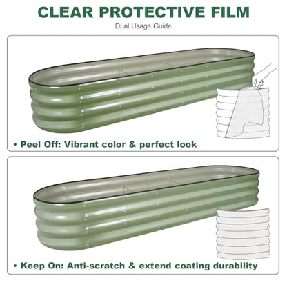 Galvanized Raised Garden Bed Outdoor, 8x2x1ft, Olive Green - color: Olive Green, size: 8×2×1ft (1 Pack)