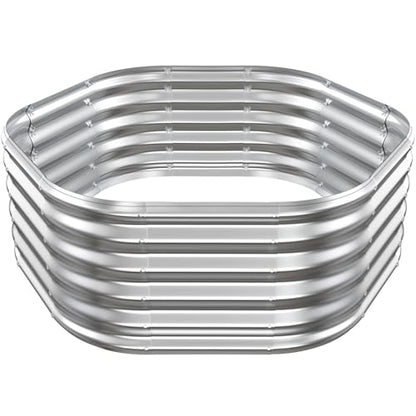 48" Diagonal,17" Tall Steel Hexagon Raised Garden Bed/ Planter Box Silver - color: Silver, size: 4FT X 1.5FT