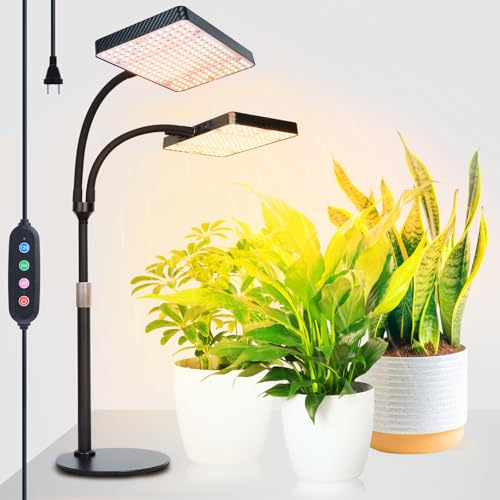 50W Desk Grow Lights for Indoor Plants, Bonsai, Seed Starting - size: 2 Head